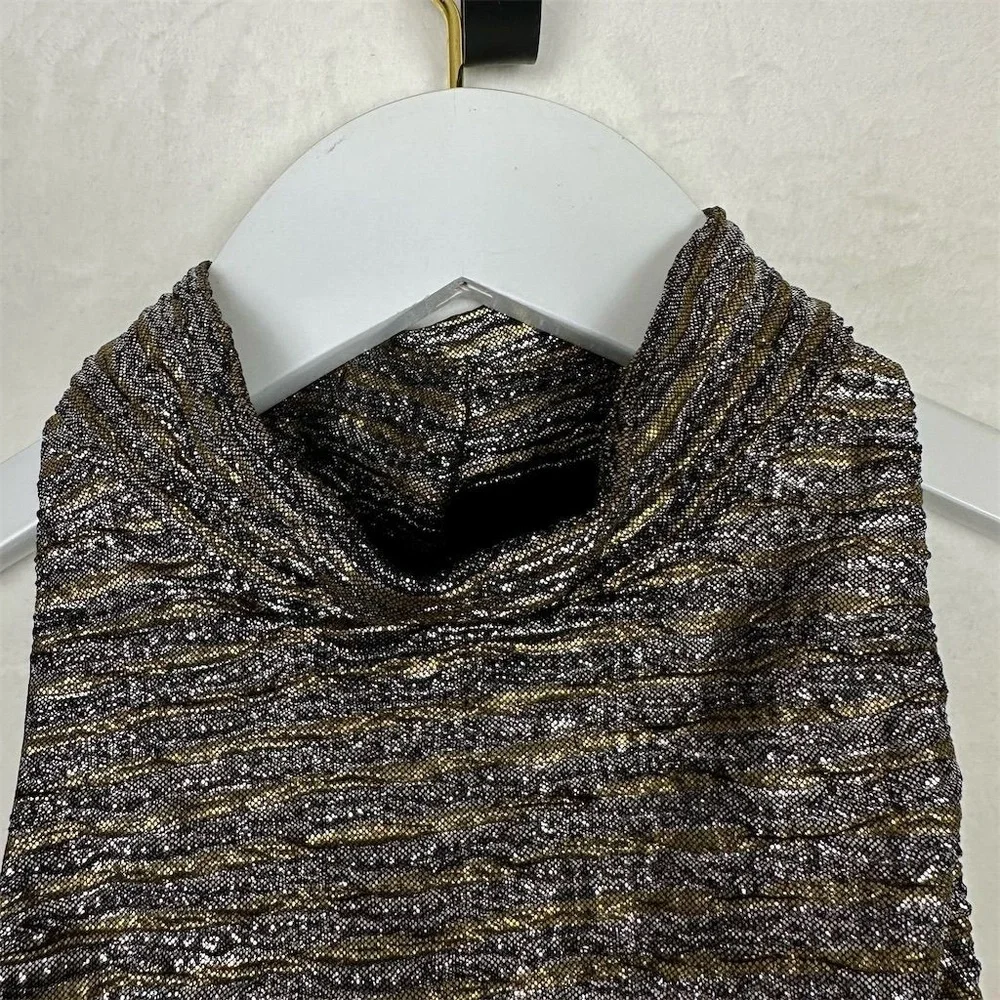 Arden B Cocktail Dress‎ Women's XS Sleeveless Metallic Open Back Mock Neck - Picture 2 of 9